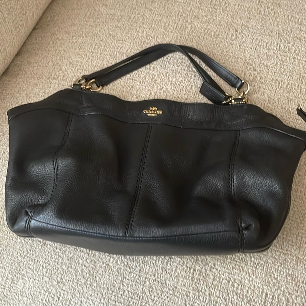 Coach Lexy Shoulder Bag Black Pebbled Leather
